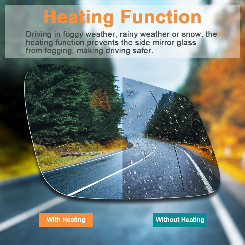 Side Heated Mirror Glass Replacement 2009-2019 for BMW 228i 320i 328i 330i 335i 428i 430i 435i 440i 535i 550i 640i i3 M2 M3 M4 M5 X1 Replace 51167285005 51167285006
