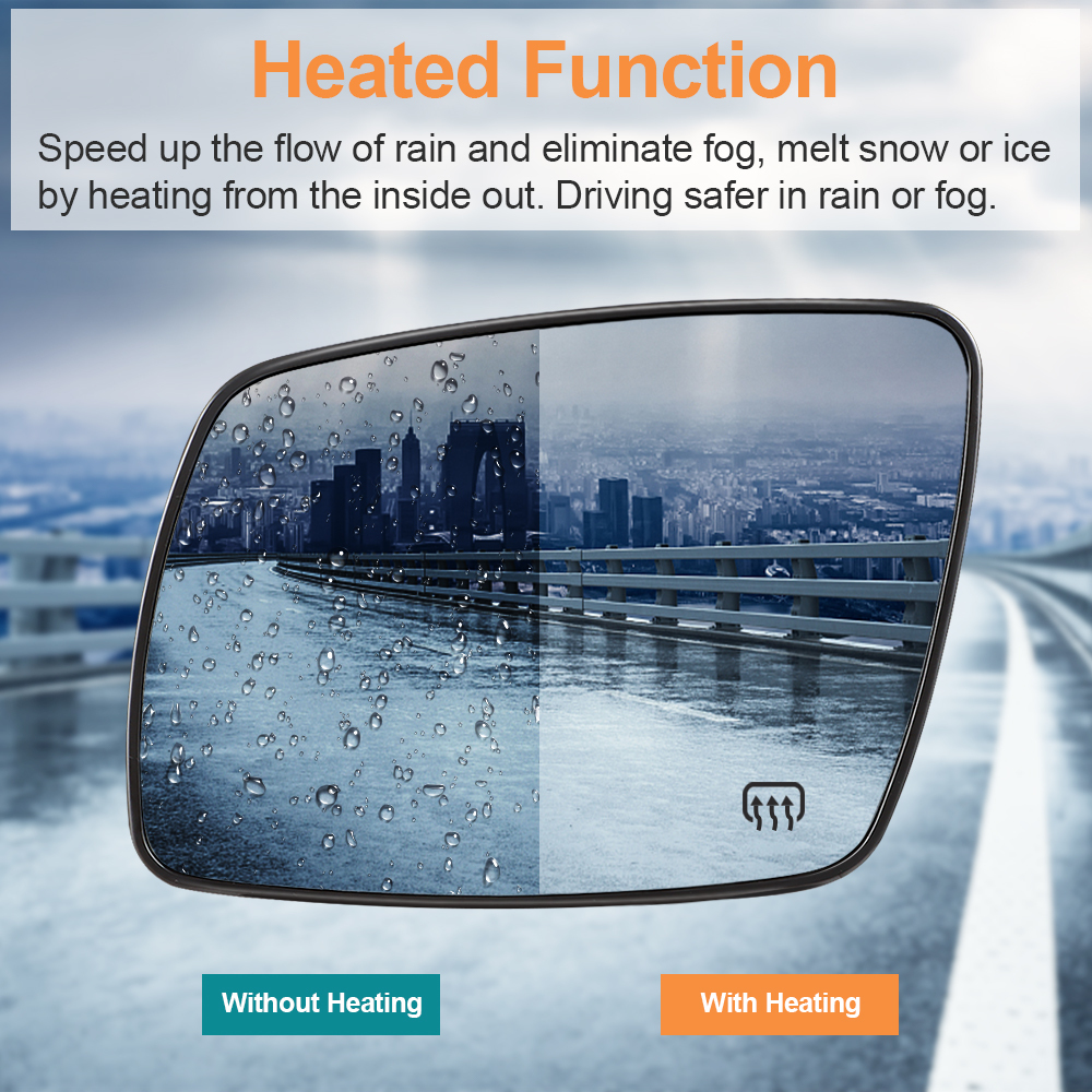 Side Heated Mirror Glass Replacement for Dodge Journey 2009 2010 2011 2012 2013 2014 2015 2016 2017 2018 2019 68045693AA 68045692AA