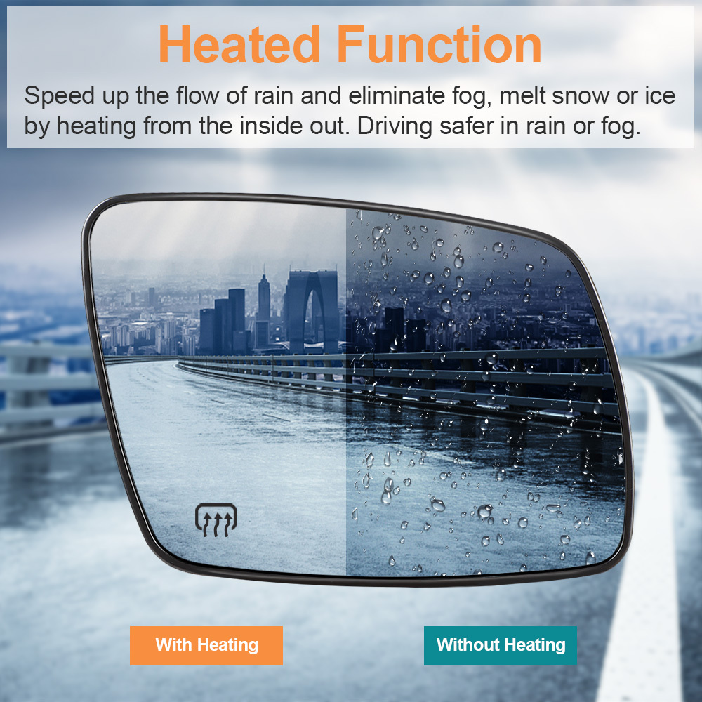 Side Heated Mirror Glass Replacement for Dodge Journey 2009 2010 2011 2012 2013 2014 2015 2016 2017 2018 2019 68045693AA 68045692AA