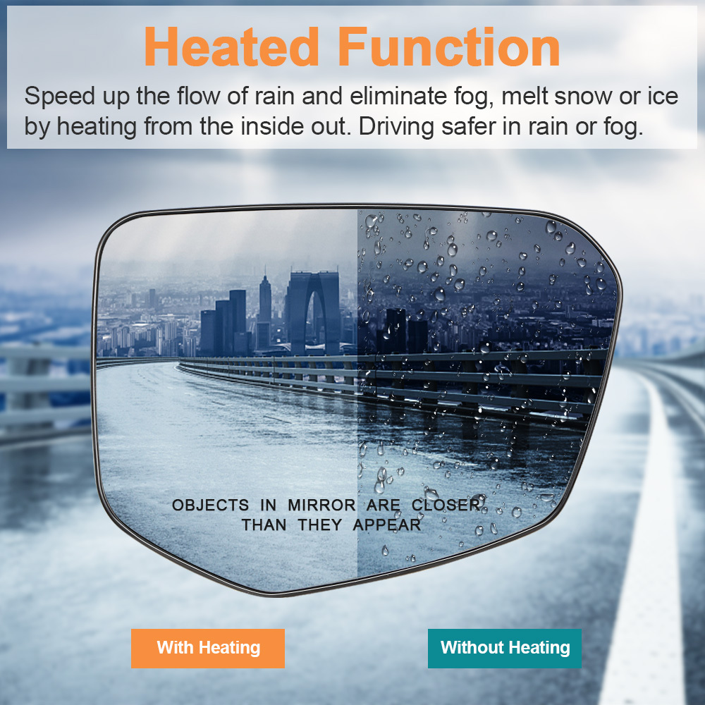 Side Heated Mirror Glass Replacement for Honda Civic 2016-2021 Honda Envix 2018-2022 Honda Crider 2019-2022 76253-TEX-G01 76203-TEX-G01