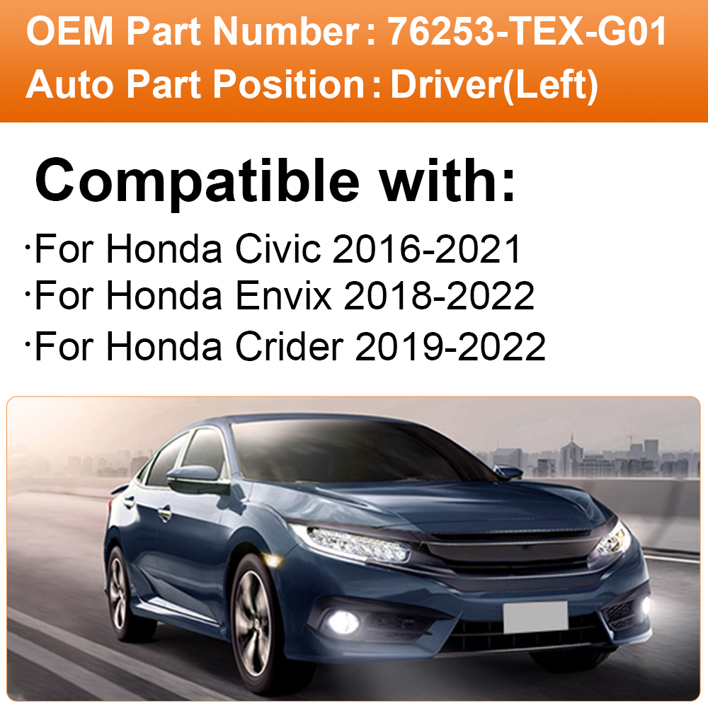 Side Heated Mirror Glass Replacement for Honda Civic 2016-2021 Honda Envix 2018-2022 Honda Crider 2019-2022 76253-TEX-G01 76203-TEX-G01