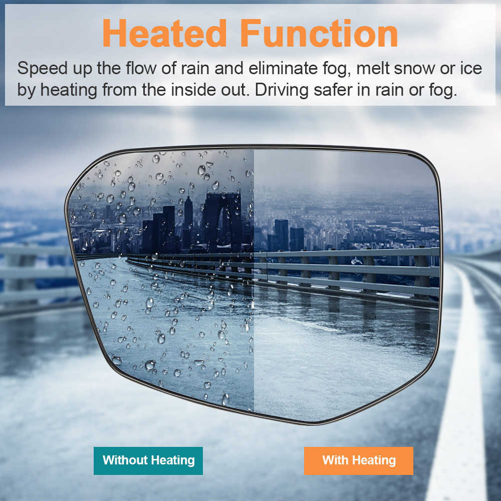 Side Heated Mirror Glass Replacement for Honda Civic 2016-2021 Honda Envix 2018-2022 Honda Crider 2019-2022 76253-TEX-G01 76203-TEX-G01