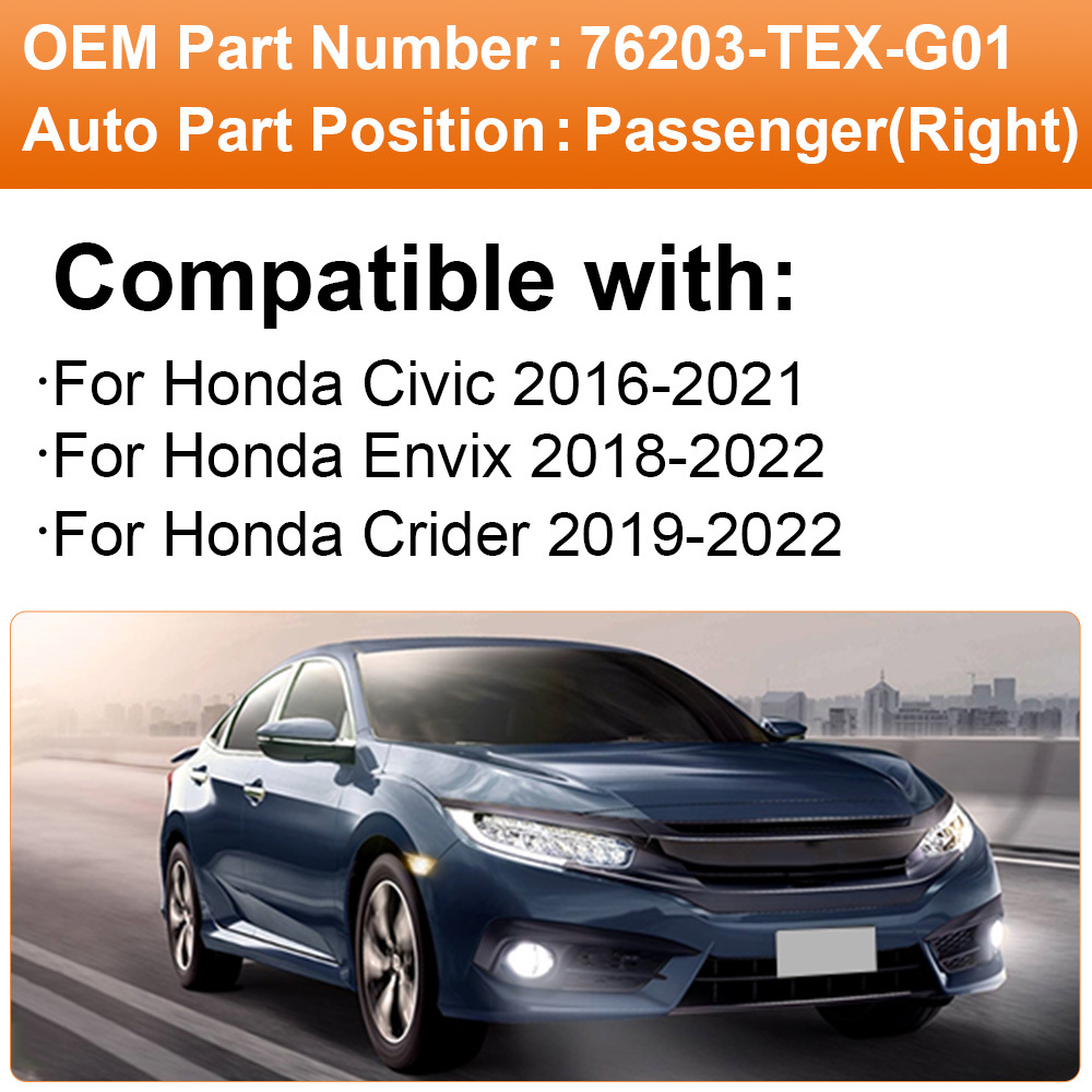 Side Heated Mirror Glass Replacement for Honda Civic 2016-2021 Honda Envix 2018-2022 Honda Crider 2019-2022 76253-TEX-G01 76203-TEX-G01