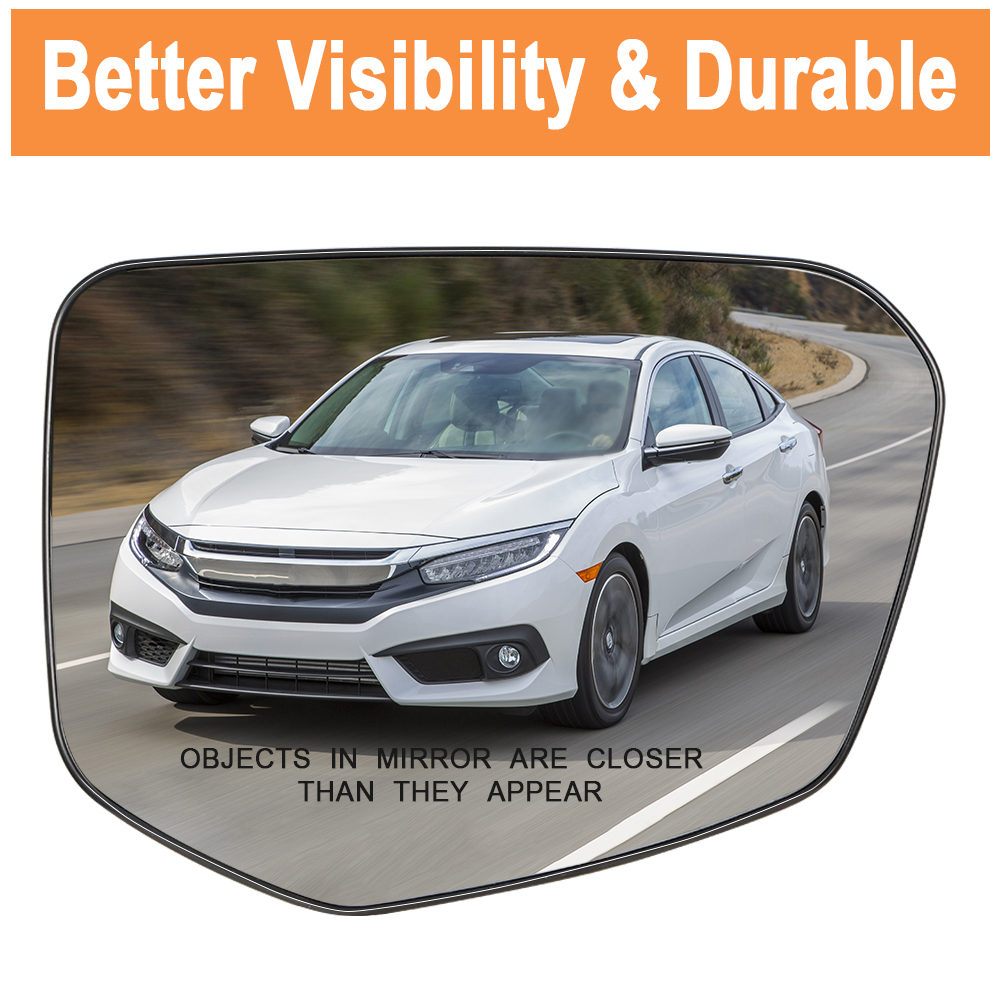 Side Heated Mirror Glass Replacement for Honda Civic 2016-2021 Honda Envix 2018-2022 Honda Crider 2019-2022 76253-TEX-G01 76203-TEX-G01
