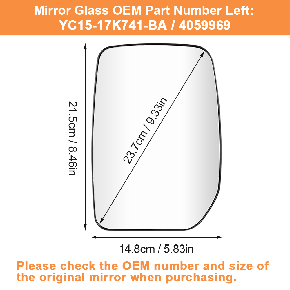 Wing Mirror Upper Glass Non-Heated for Ford Transit MK6 MK7 2000-2013 Side Mirror Replacement