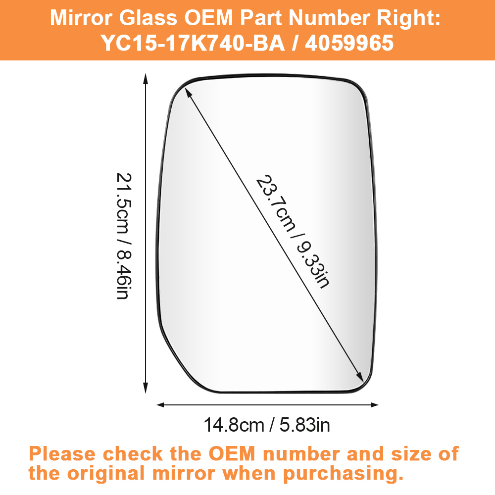Wing Mirror Upper Glass Non-Heated for Ford Transit MK6 MK7 2000-2013 Side Mirror Replacement