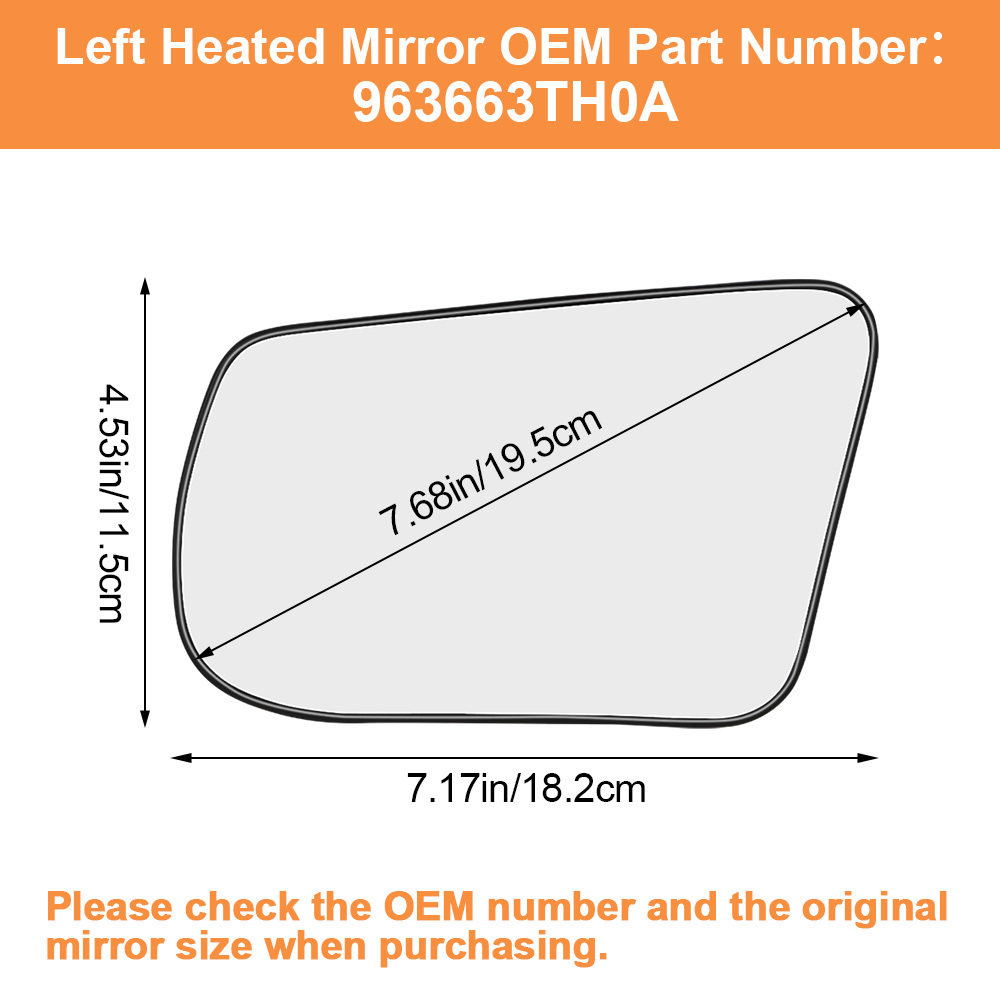 Side Heated Mirror Glass Replacement for Nissan Altima Sentra 2013-2018 with Rear Holder 963663TH0A 963653TH0A