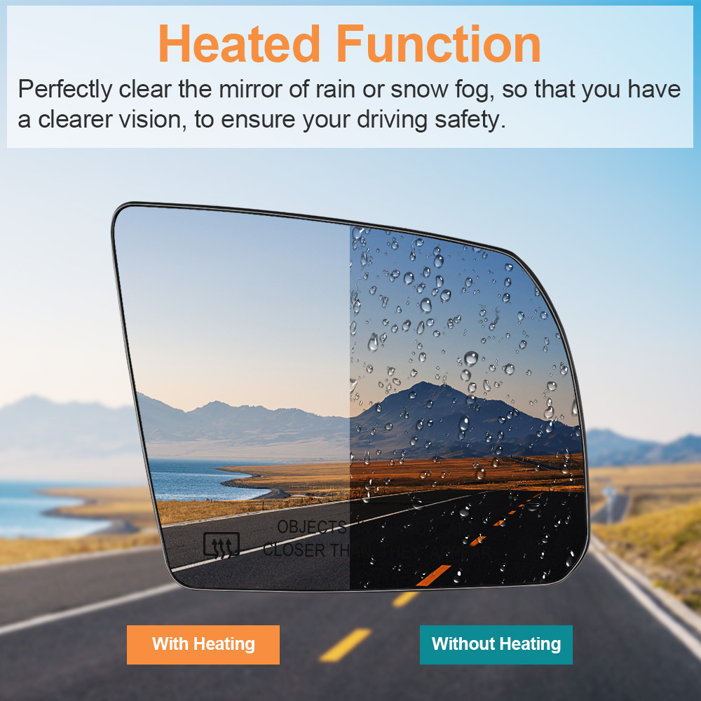 Side Heated Mirror Glass Replacement for Toyota Tundra 2007-2020 Toyota Sequoia 2008-2017 87906-0C020  87903-0C020