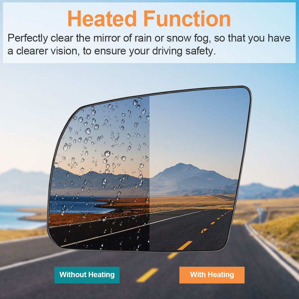 Side Heated Mirror Glass Replacement for Toyota Tundra 2007-2020 Toyota Sequoia 2008-2017 87906-0C020  87903-0C020