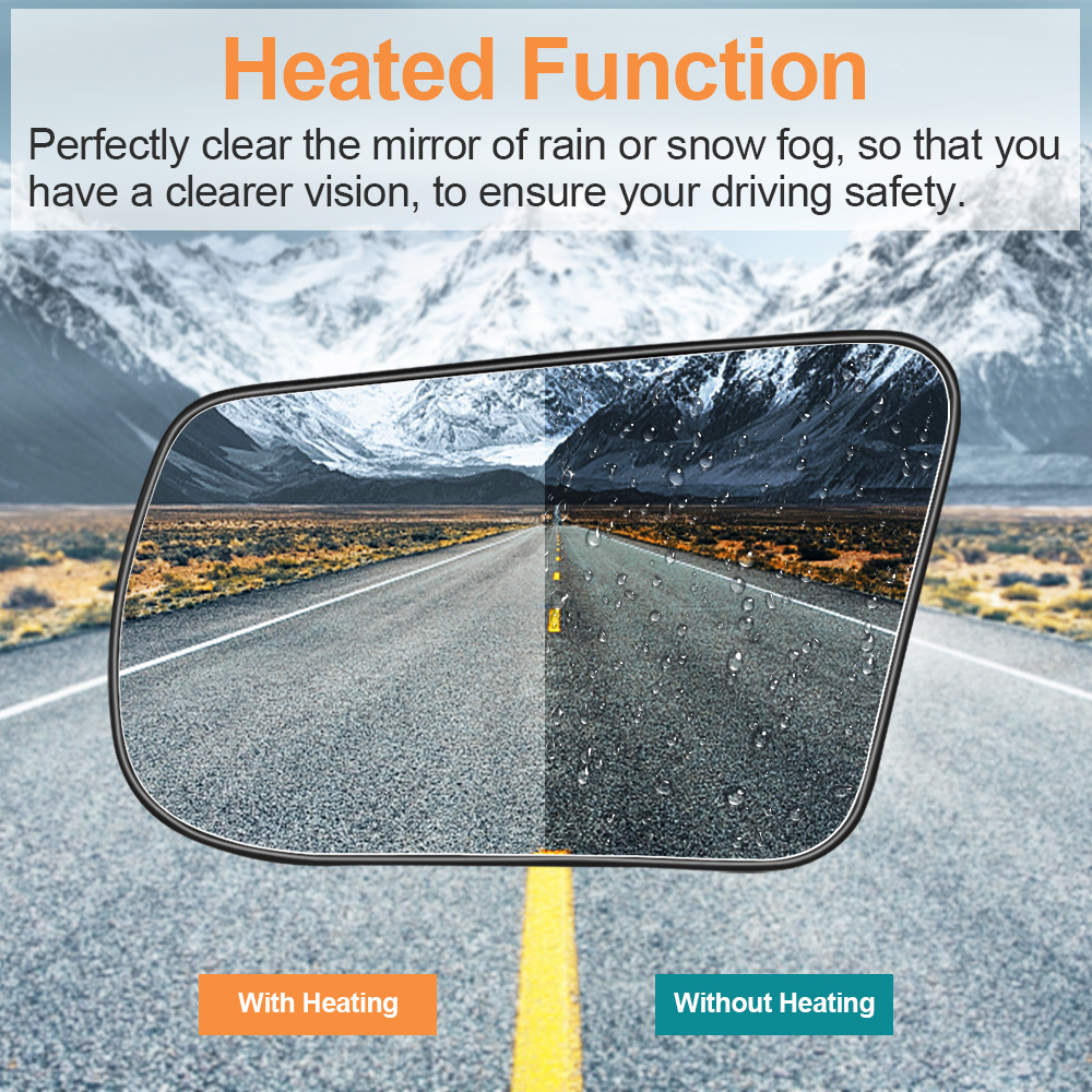 Side Heated Mirror Glass Replacement for Nissan Altima Sentra 2013-2018 with Rear Holder 963663TH0A 963653TH0A