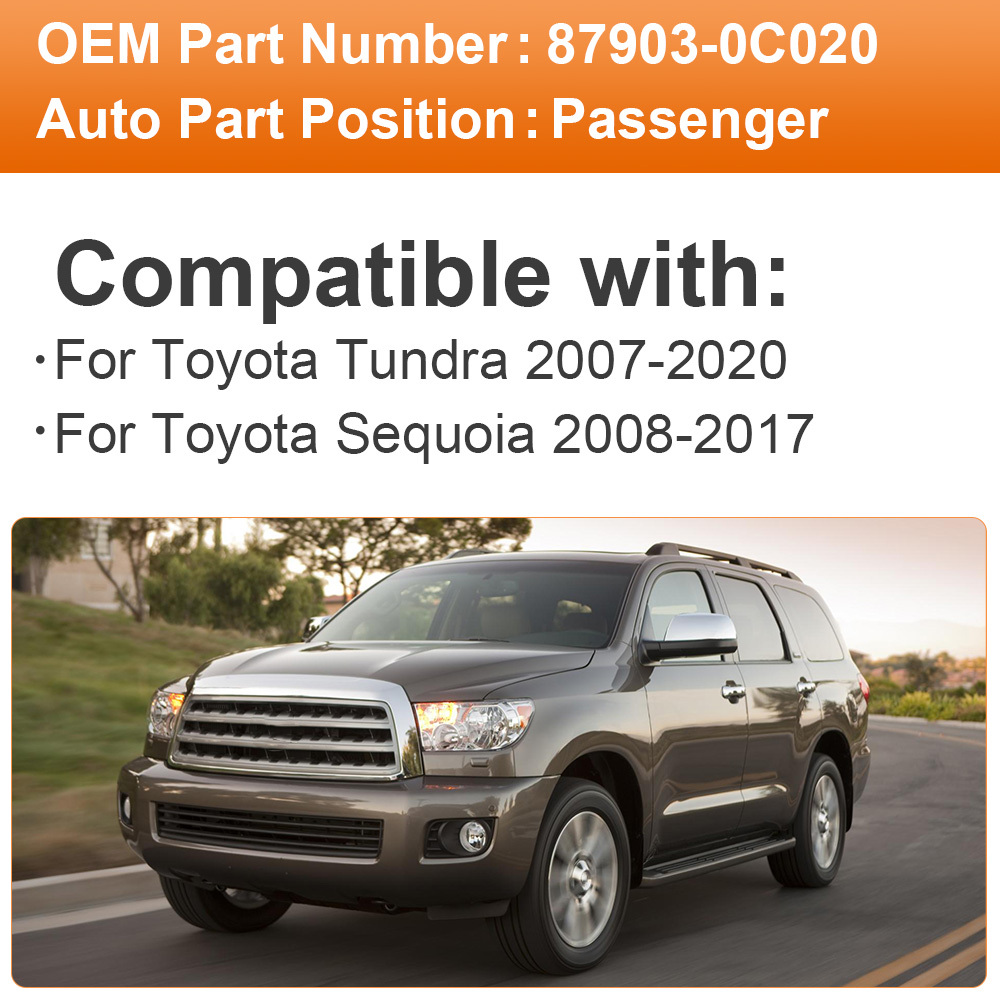 Side Heated Mirror Glass Replacement for Toyota Tundra 2007-2020 Toyota Sequoia 2008-2017 87906-0C020  87903-0C020