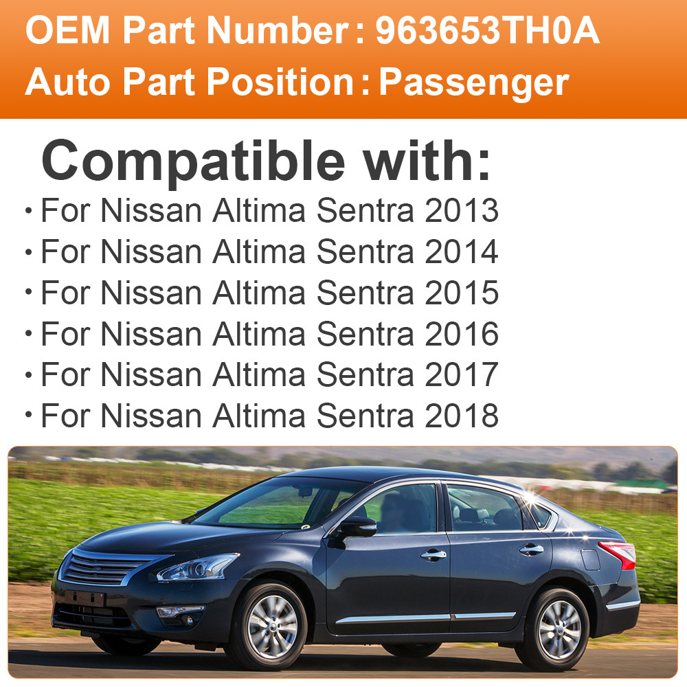 Side Heated Mirror Glass Replacement for Nissan Altima Sentra 2013-2018 with Rear Holder 963663TH0A 963653TH0A