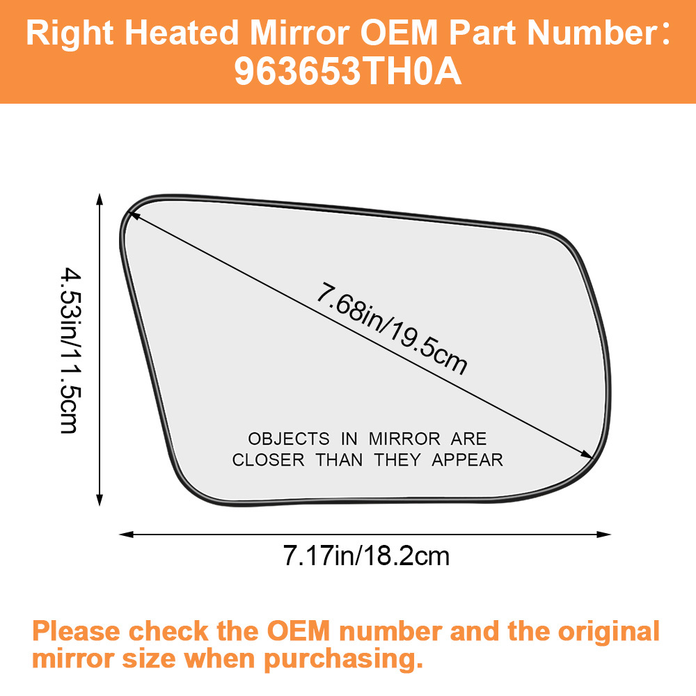 Side Heated Mirror Glass Replacement for Nissan Altima Sentra 2013-2018 with Rear Holder 963663TH0A 963653TH0A