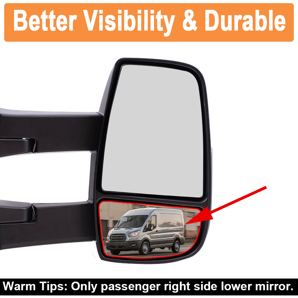 Side Lower Mirror Glass Replacement for Ford Transit T150 T250 T350 2015-2022 Convex Mirror Replace BK3Z17K707A BK3Z17K707B