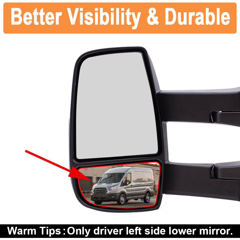 Side Lower Mirror Glass Replacement for Ford Transit T150 T250 T350 2015-2022 Convex Mirror Replace BK3Z17K707A BK3Z17K707B