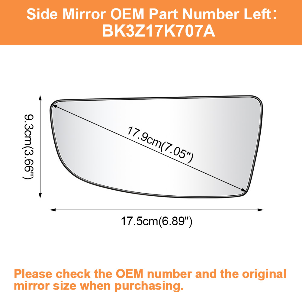 Side Lower Mirror Glass Replacement for Ford Transit T150 T250 T350 2015-2022 Convex Mirror Replace BK3Z17K707A BK3Z17K707B