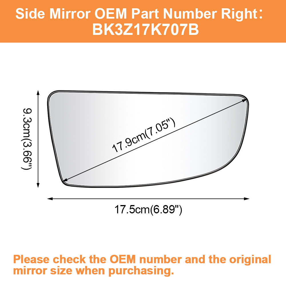 Side Lower Mirror Glass Replacement for Ford Transit T150 T250 T350 2015-2022 Convex Mirror Replace BK3Z17K707A BK3Z17K707B