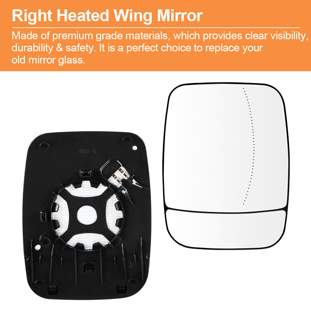 Wing Mirror Glass Heated Side for Renault Trafic Vauxhall Vivaro B 2014-2019 Nissan NV300 Fiat Talento 2016-2019 963666705R 963651588R