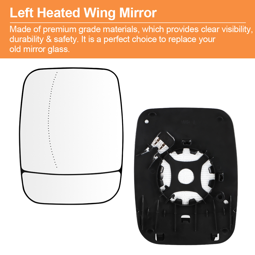 Wing Mirror Glass Heated Side for Renault Trafic Vauxhall Vivaro B 2014-2019 Nissan NV300 Fiat Talento 2016-2019 963666705R 963651588R