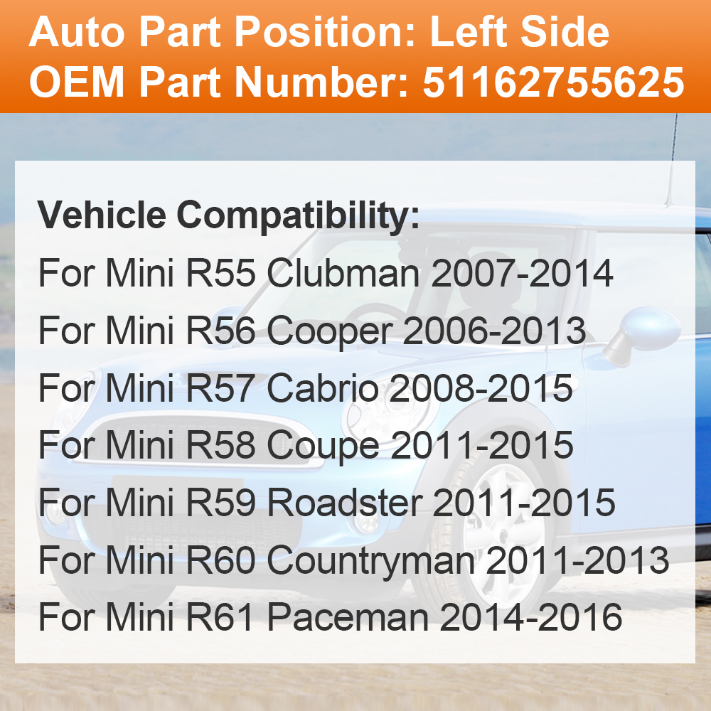 Wing Mirror Glass Heated Replacement Side for Mini Cooper R55 R56 R57 R58 R59 R60 R61 51162755625/51162755626