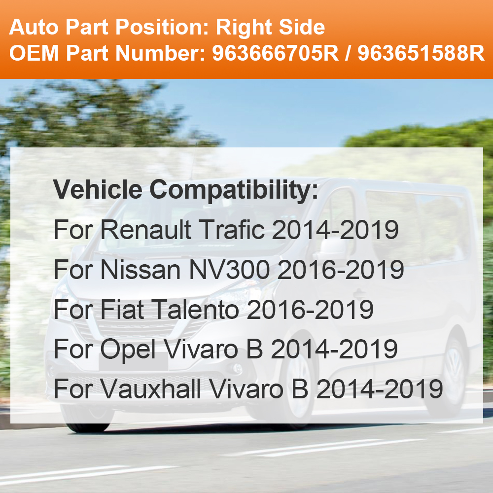 Wing Mirror Glass Heated Side for Renault Trafic Vauxhall Vivaro B 2014-2019 Nissan NV300 Fiat Talento 2016-2019 963666705R 963651588R