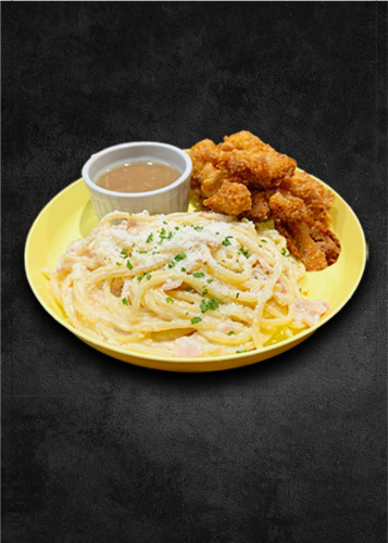 Fried Chicken Fingers and Carbonara