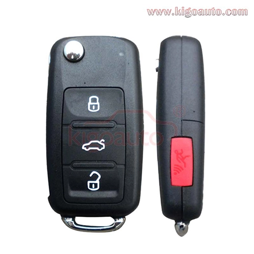 FCC NBG010180T Remote Flip Key shell 4 button for VW CC Beetle 2014 P/N 5K0837202R 5K0837202A 5K0837202AE