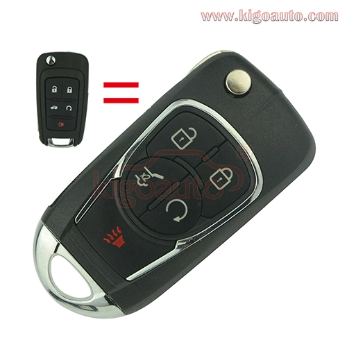 Refit key shell 4 button with panic for Chevrolet Buick flip key case