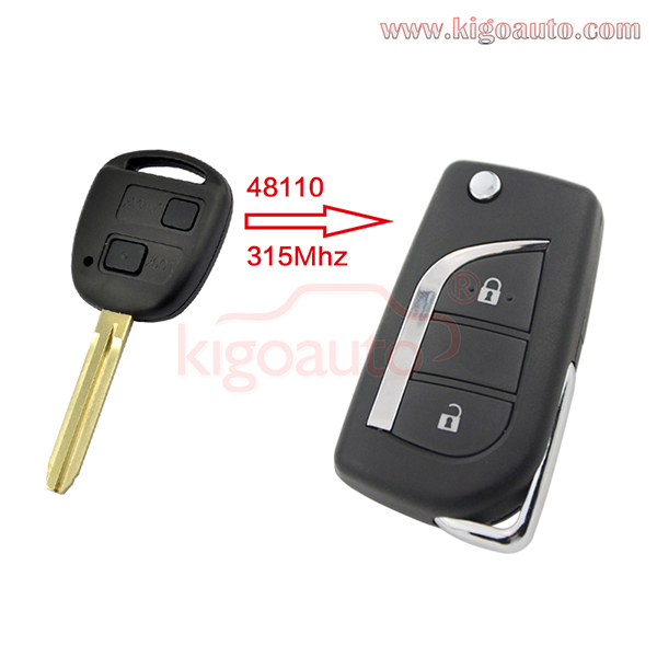 P/N 89070-48110 Refit flip key 2 button 315Mhz for Toyota