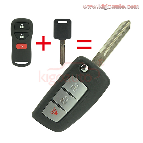 Refit Flip remote key 3 button for Nissan Rogue