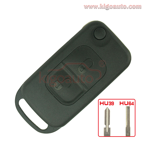 Pack of 5pcs Filp key shell 2 button HU64/HU39 blade for Mercedes Benz ML320 C230 S500 E420 SL500 300SL 600SEL 600SEC 1993-2003