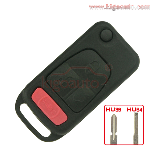 Filp key shell 3 button+ panic HU64/HU39 blade for Mercedes Benz ML320 C230 S500 E420 SL500 300SL 600SEL 600SEC 1993-2003