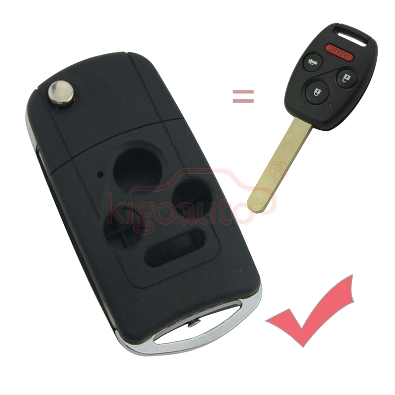 Refit flip key shell 3 button with panic for Honda