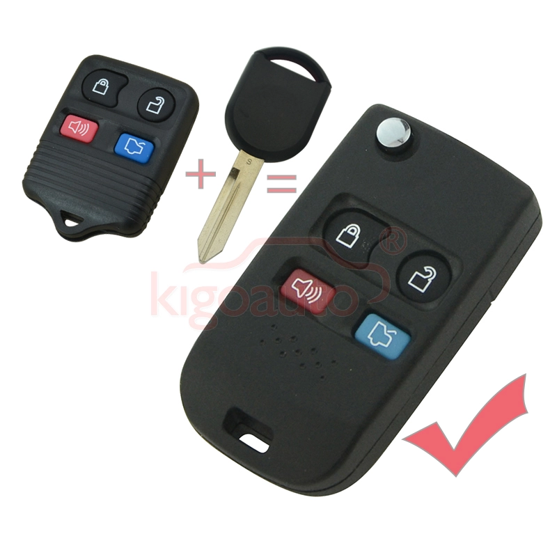 Modified key case 4 button for Ford refit flip key shell