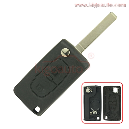 CE0536 Flip key shell 2 button VA2/HU83 blade for Peugeot 107 207 307 308 407 607 Citroen C2 C3 C4 C5 C6 C8