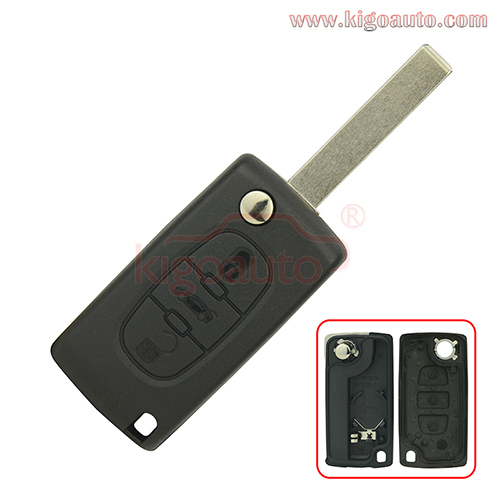 CE0536 Flip key shell 3 button middle trunk VA2/HU83 blade for Peugeot 107 207 307 308 407 607 Citroen C2 C3 C4 C5 C6 C8