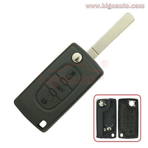 CE0536 Flip key shell 3 button middle trunk VA2/HU83 blade for Peugeot 107 207 307 308 407 607 Citroen C2 C3 C4 C5 C6 C8