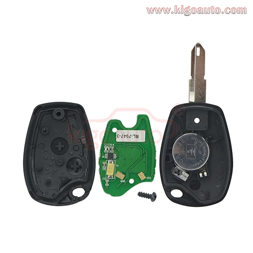 Remote key 2 button NE72 blade 434Mhz PCF7946/PCF7947 ASK for Renault Clio III Kangoo II Master Modus 2006-2010