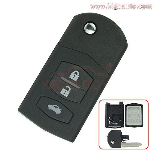 FCC SKE126 – 01 Flip key shell 3 button for Mazda 2  3  5  6  MX5 CX7 2005-2015 remote key case