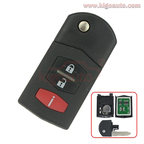 FCC BGBX1T478SKE12501 flip remote key 2button with panic 315Mhz for Mazda 2 5 CX-7 CX-9 2007-2012 SKE125-01