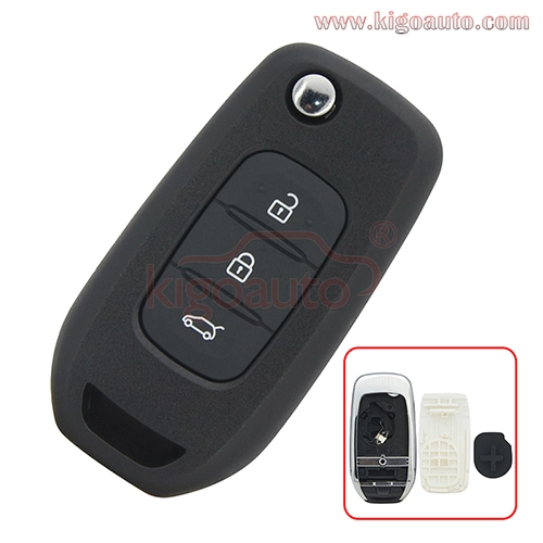 Flip key shell 3 button for Renault Kadjar Captur 2013-2017