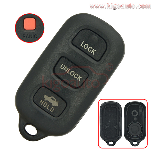 (with round back inside)Remote fob case 3button with panic for Toyota Camry Solara