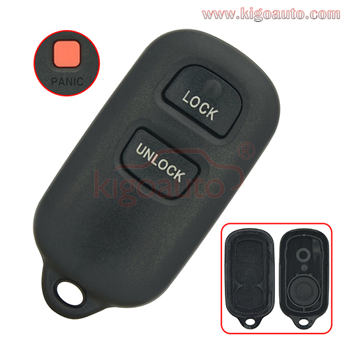 (with round back inside)FCC HYQ12BBX HYQ12BAN Remote fob case 2 button with panic for Toyota Echo Celica Prius Rav4 Tacoma 2001 2002 2003