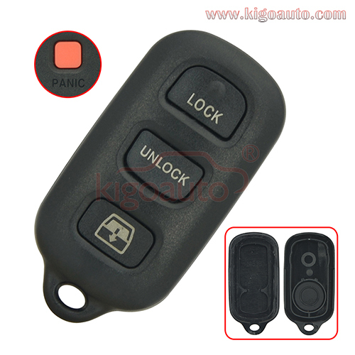 (with round back inside)FCC HYQ1512Y HYQ1512P HYQ12BBX HYQ12BAN Remote fob case 3button with panic for Toyota 4Runner Sequoia 2001-2007