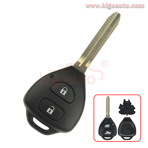 Remote key shell 2 button TOY43 for Toyota Camry Corolla Rav4 Hilux Prado 2006-2012