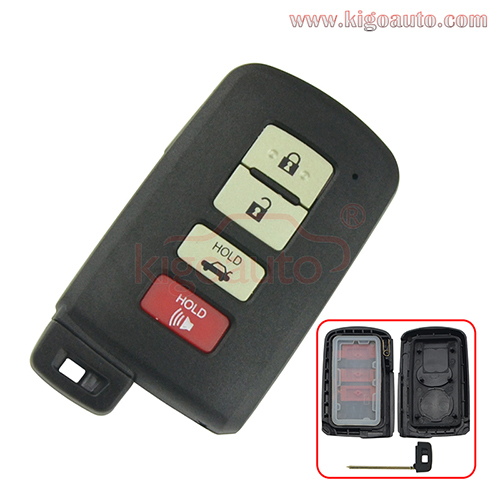 Smart key case 4 button for Toyota Silver pad