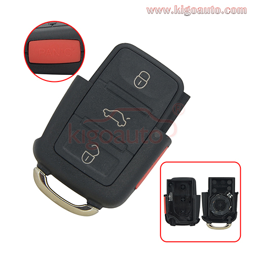 PN 1JO 959 753 T Remote key fob case 3 button+panic for VW Beetle Bora Golf  Jetta Passat 1998 1999 2000 2001