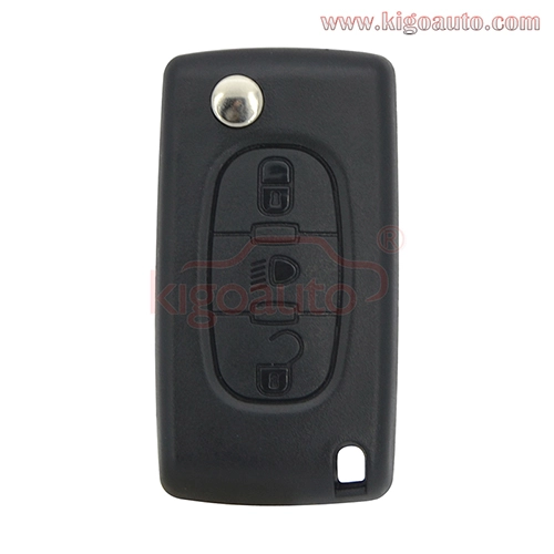 CE0523 flip key shell 3 button middle light VA2/HU83 blade for Peugeot 107 207 307 308 407 607 Citroen C2 C3 C4 C5 C6 C8