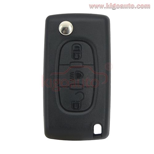 CE0523 Flip remote key 3 button middle light HU83 blade 434Mhz PCF7941 ASK for Peugeot 107 207 307 308 407 607 Citroen C2 C3 C4 C5 C6 C8