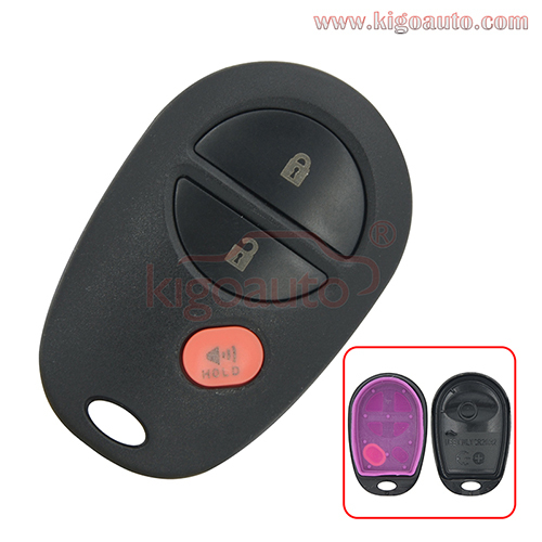 FCC GQ43VT20T Remote fob case 3 button for Toyota Sequoia 2010 2011 PN 89742-AE010